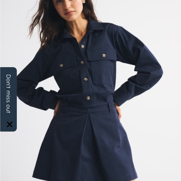 Abercrombie & Fitch Utility Mini Dress Skorts Navy Size M Long Sleeve Stretchy - Picture 12 of 15